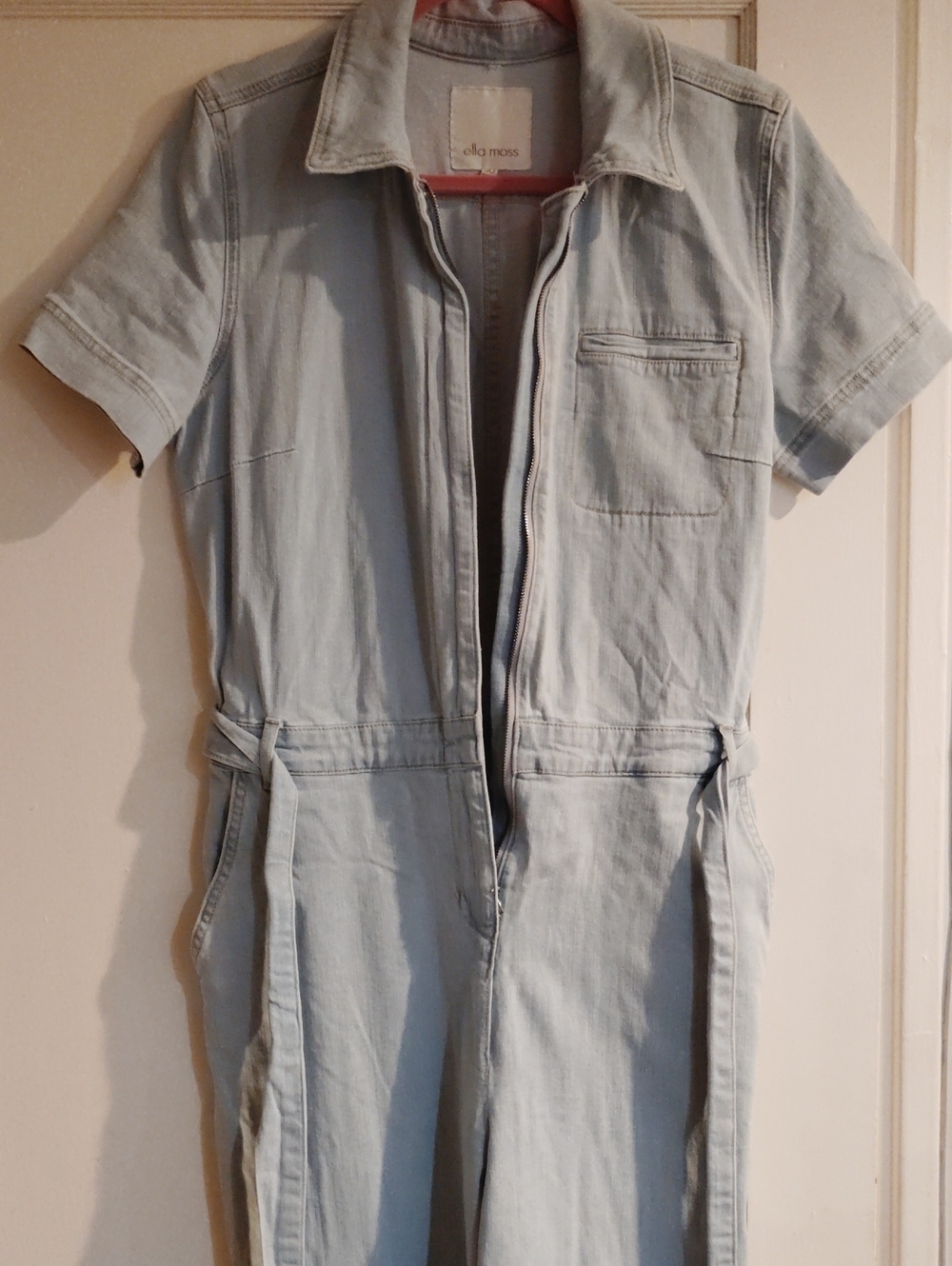 Ella Moss Light Blue Short-Sleeve Denim Jumpsuit